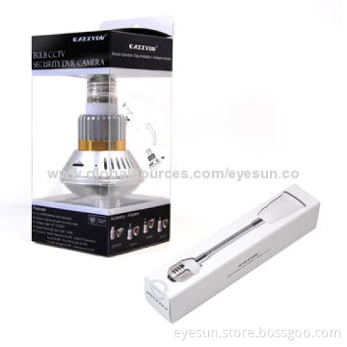 Bulb CCTV Security Hidden Camera with Remote Control Light, IR LED and microSD Card Storage